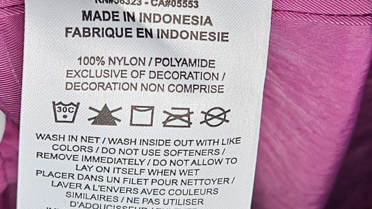 Garment Care Tag Showing Proper Cleaning Instructions