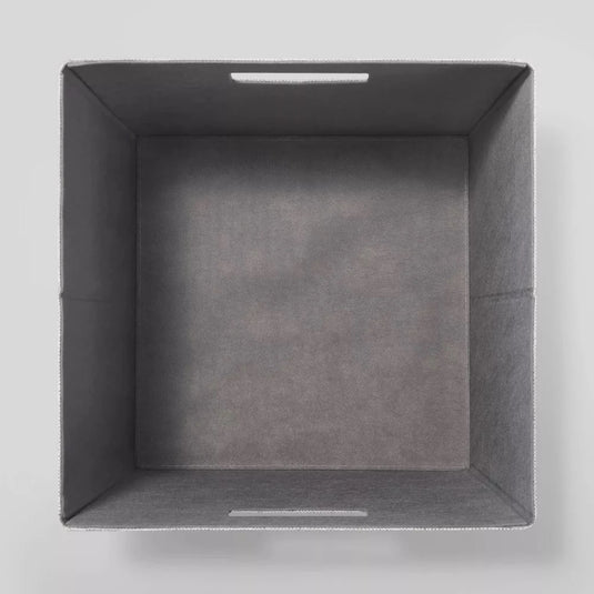 Top view of an empty 13-inch Brightroom™ fabric bin, highlighting the spacious interior and sturdy construction with visible stitching.