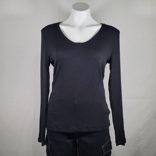 Womens Long Sleeve Scoop Neck Ribbed T Shirt - A New Day Shop Now at Rainy Day Deliveries