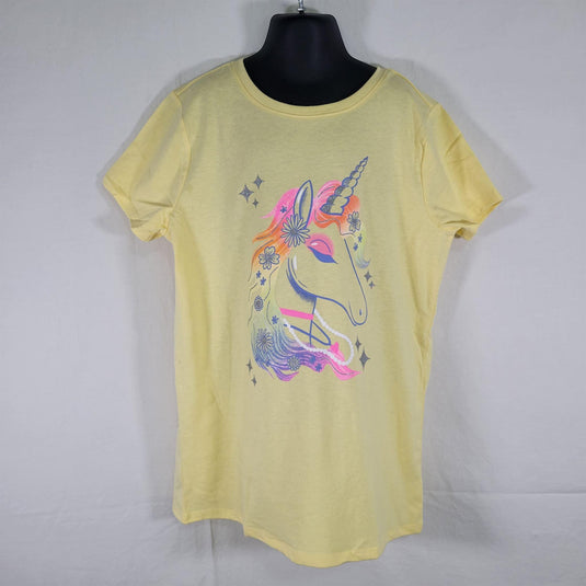 Girls Unicorn Shirt - Yellow Large 10-12 Shop Now at Rainy Day Deliveries