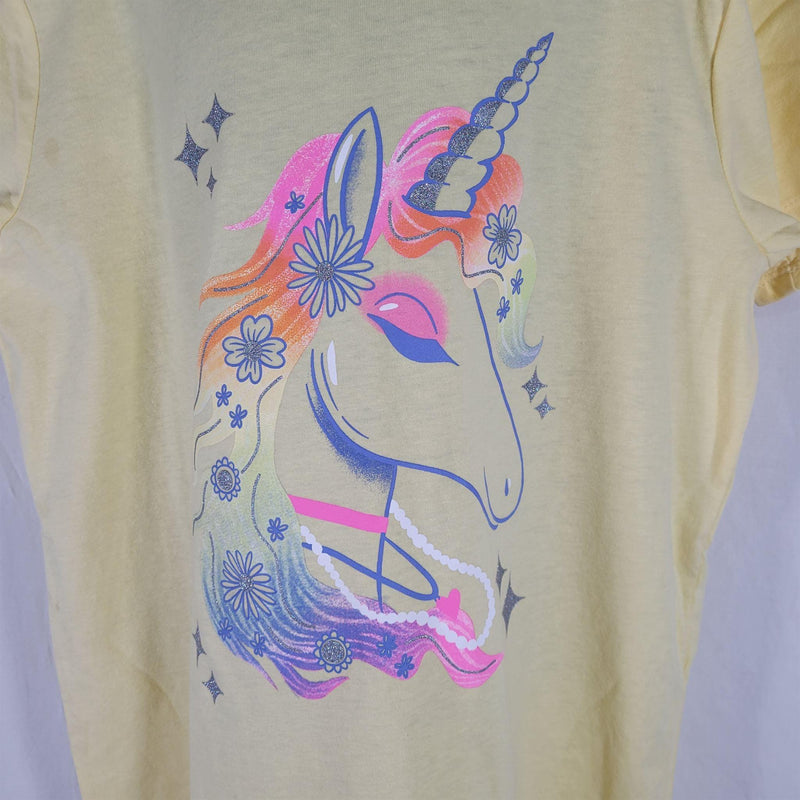 Load image into Gallery viewer, Girls Unicorn Shirt - Yellow Large 10-12 Shop Now at Rainy Day Deliveries
