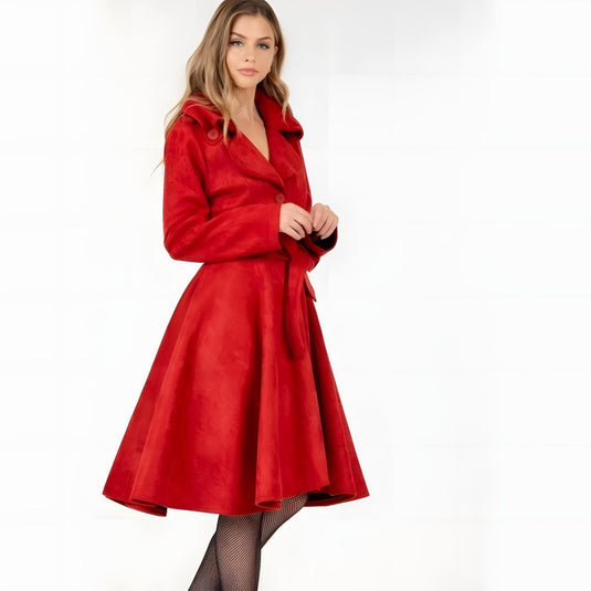 Chic Suede A-Line Coat with Button Detail Shop Now at Rainy Day Deliveries