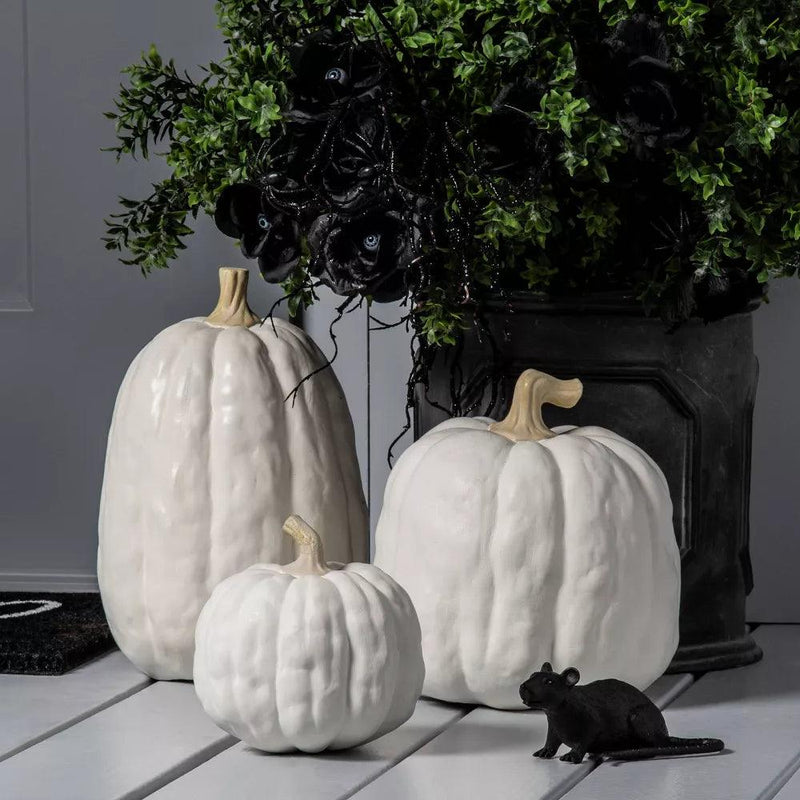 Load image into Gallery viewer, Hyde &amp; EEK! Boutique™ Small Sheltered Porch Pumpkin White Halloween Decorative Sculpture Shop Now at Rainy Day Deliveries

