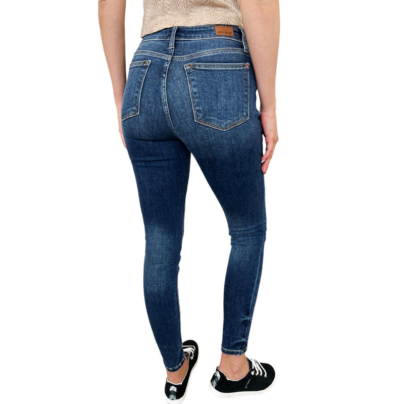 Load image into Gallery viewer, Back view of Judy Blue Full Size Handsand Skinny Jeans, emphasizing the sleek fit and classic pocket design
