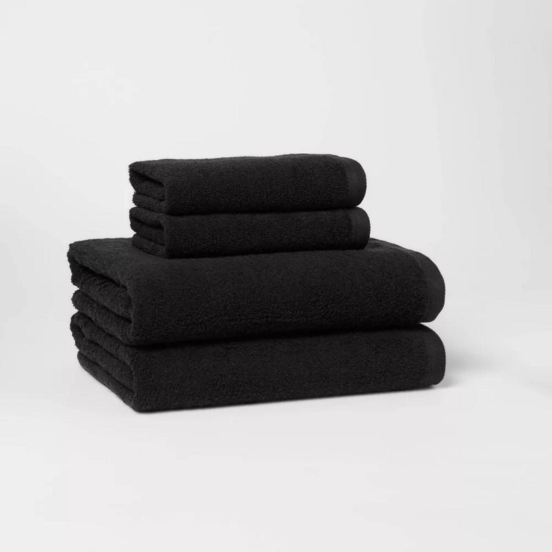 Load image into Gallery viewer, Room Essentials Antimicrobial 100% Cotton Bath Towel Set 4 piece Black Shop Now at Rainy Day Deliveries
