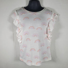 Toddler Girls Sleeveless T Shirt with Ruffles and Rainbow Print by Grayson Mini Shop Now at Rainy Day Deliveries