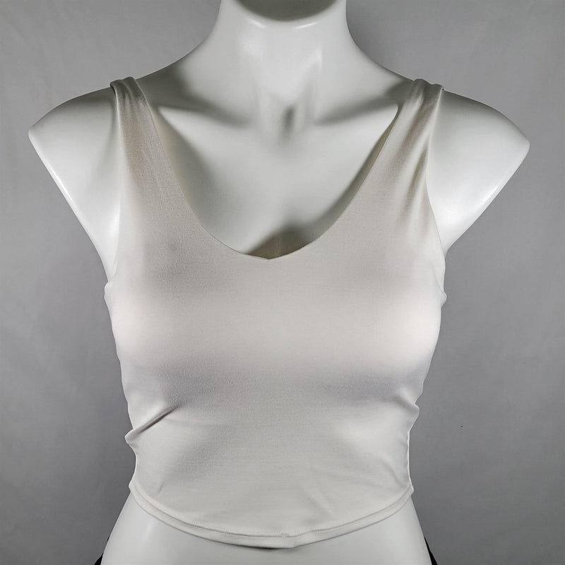 Load image into Gallery viewer, Women&#39;s Light Support V-Neck Cropped Sports Bra - White Shop Now at Rainy Day Deliveries
