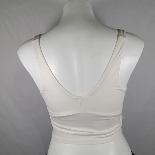 Women's Light Support V-Neck Cropped Sports Bra - White Shop Now at Rainy Day Deliveries