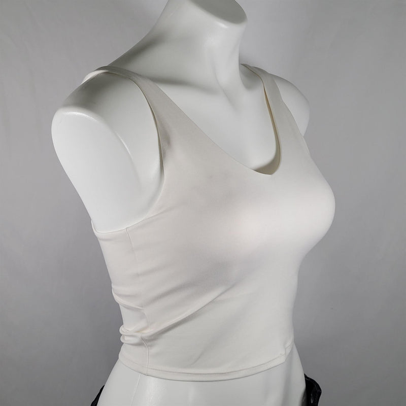 Load image into Gallery viewer, Women&#39;s Light Support V-Neck Cropped Sports Bra - White Shop Now at Rainy Day Deliveries
