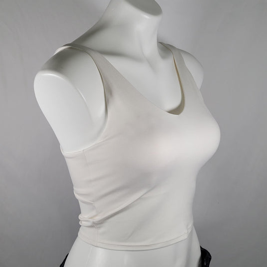 Women's Light Support V-Neck Cropped Sports Bra - White Shop Now at Rainy Day Deliveries