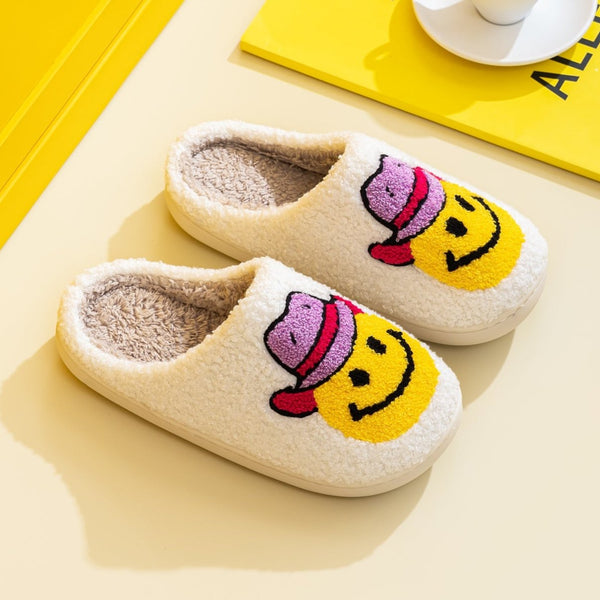 Smiley Face Cowboy Hat Slippers