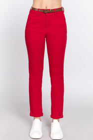 Cotton Spandex Twill Long Pants with Belt Shop Now at Rainy Day Deliveries