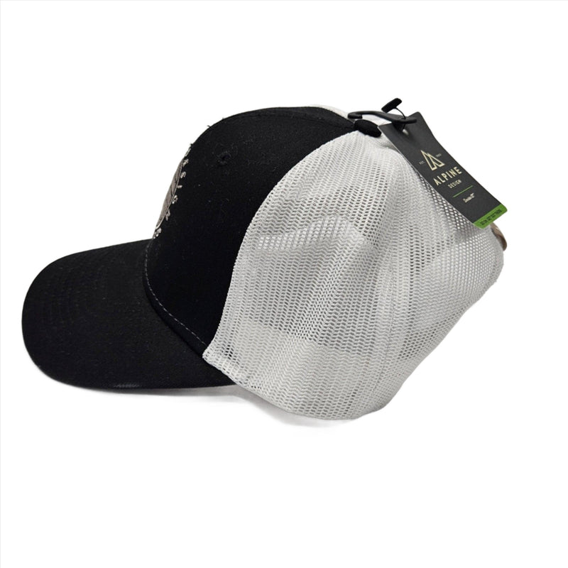 Load image into Gallery viewer, Alpine Design Co Adjustable Trucker Hat - Black with White Mesh Shop Now at Rainy Day Deliveries
