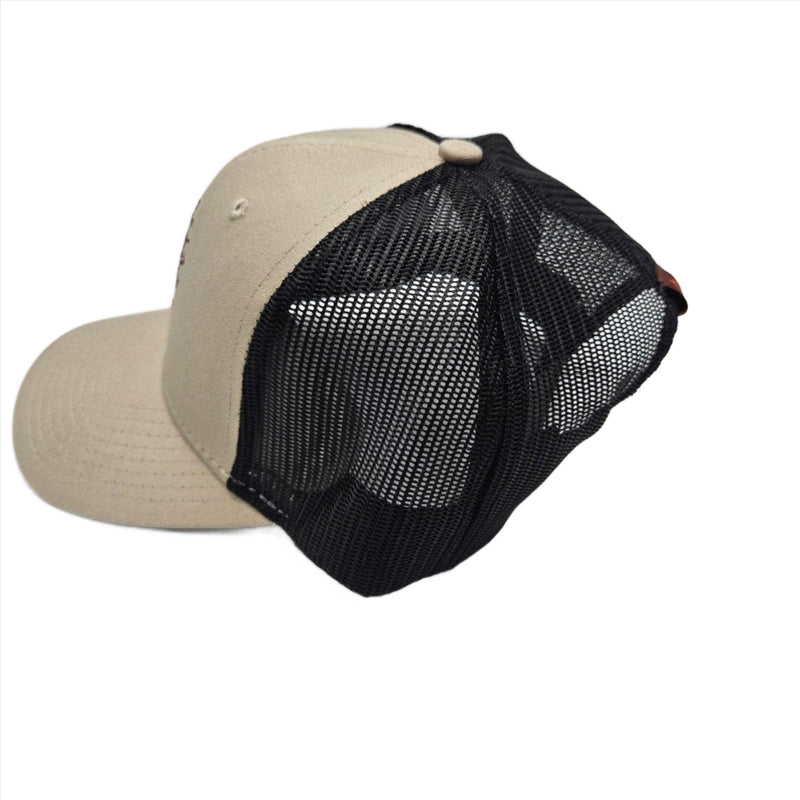 Load image into Gallery viewer, Alpine Design Co Adjustable Trucker Hat - Tan with Black Mesh Shop Now at Rainy Day Deliveries

