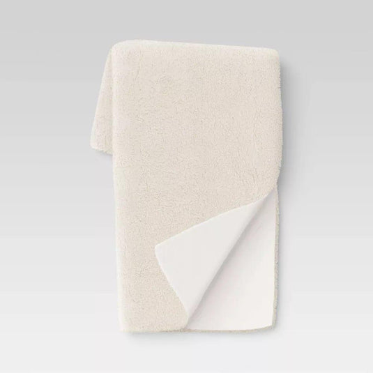 Threshold Long Faux Fur Throw Blanket Off White - 60" x 50" Shop Now at Rainy Day Deliveries