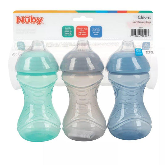 Nuby 3pk Clik-It Soft Spout Sippy Cup - Neutral - 10oz Shop Now at Rainy Day Deliveries