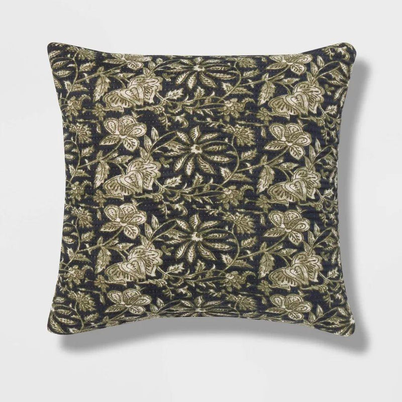 Load image into Gallery viewer, Square Double Cloth Printed Decorative Throw Pillow Navy/Green/Cream 18&quot; Shop Now at Rainy Day Deliveries
