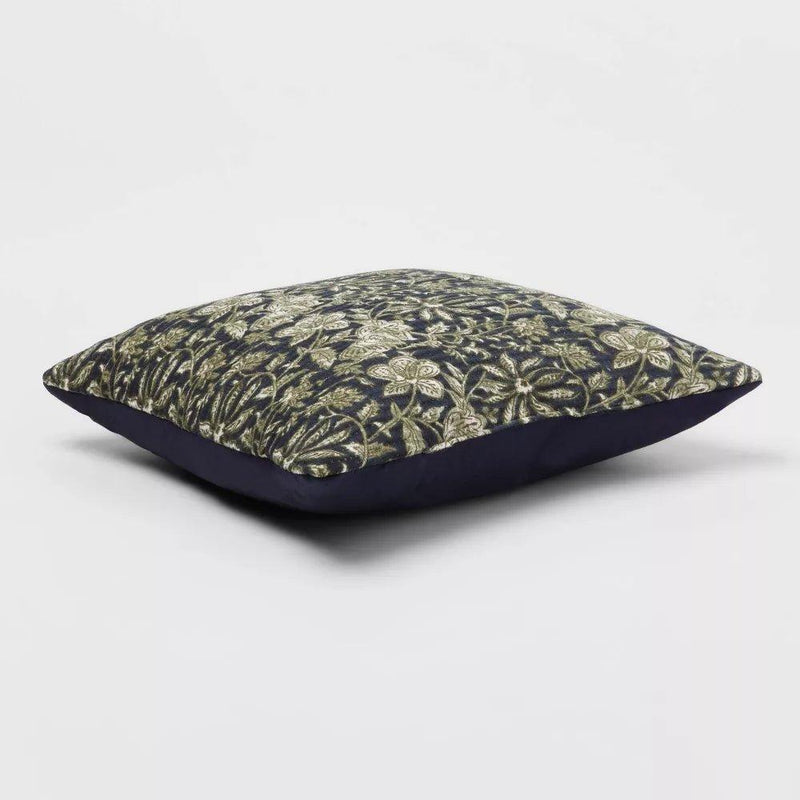 Load image into Gallery viewer, Square Double Cloth Printed Decorative Throw Pillow Navy/Green/Cream 18&quot; Shop Now at Rainy Day Deliveries
