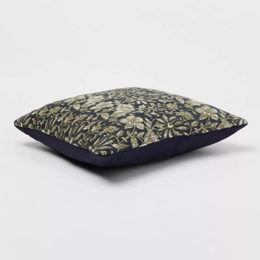 Square Double Cloth Printed Decorative Throw Pillow Navy/Green/Cream 18" Shop Now at Rainy Day Deliveries