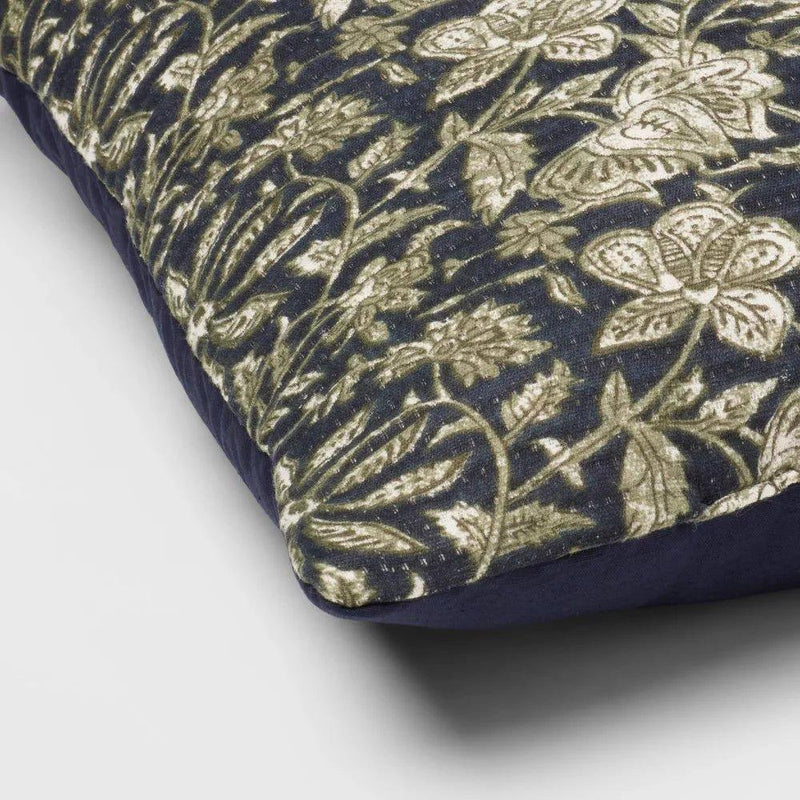 Load image into Gallery viewer, Square Double Cloth Printed Decorative Throw Pillow Navy/Green/Cream 18&quot; Shop Now at Rainy Day Deliveries
