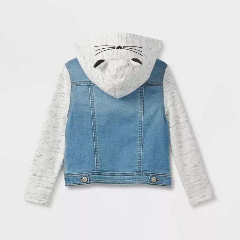 Load image into Gallery viewer, Toddler Girls&#39; Cat Hood Denim Jacket - Cat &amp; Jack™ Medium Wash Shop Now at Rainy Day Deliveries
